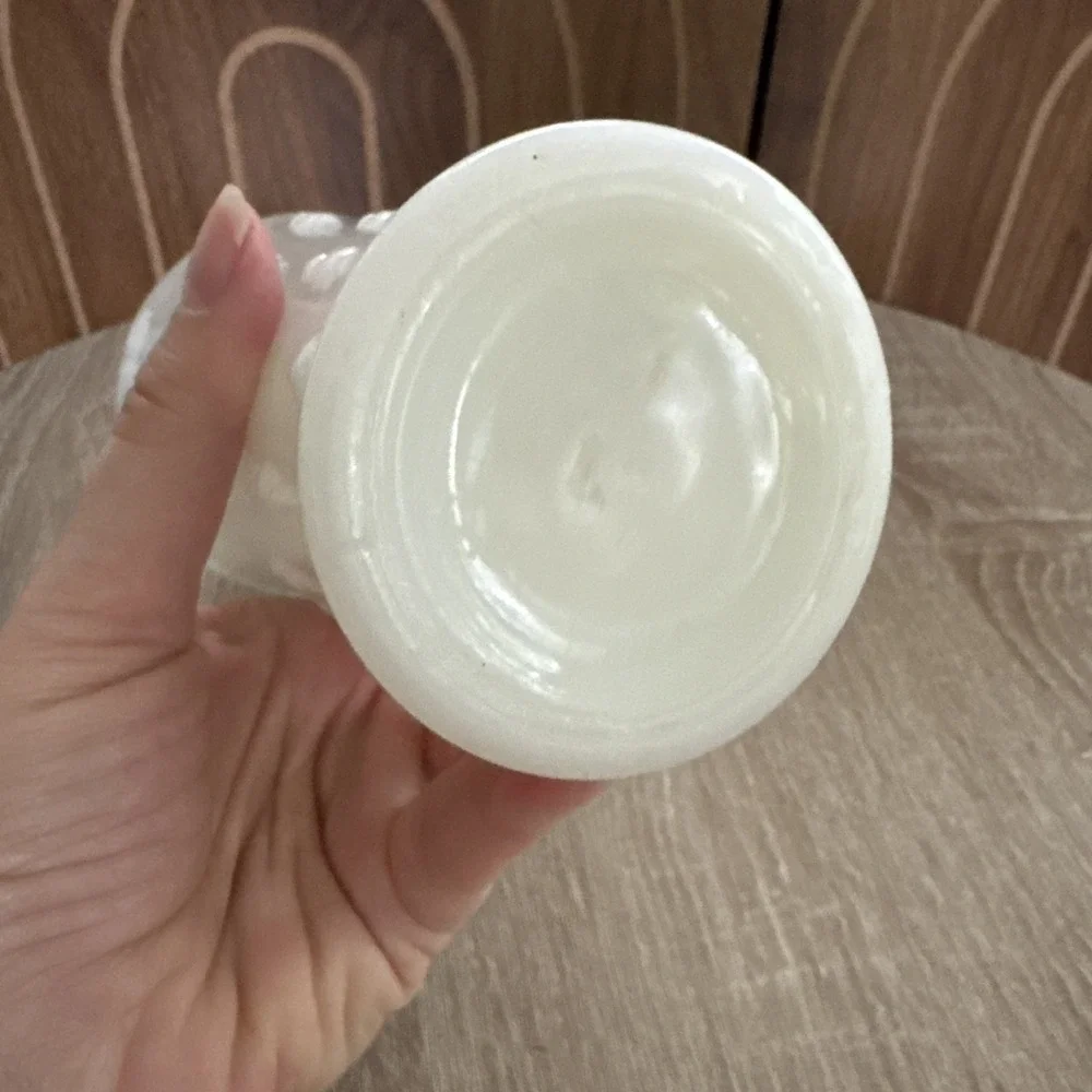 Vintage Anchor Hocking milk glass teardrop and pearls flared vase, 1960s